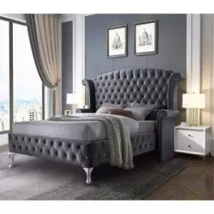 Image of President Upholstered Beds - Plush Velvet, King Size Frame, Steel - Steel