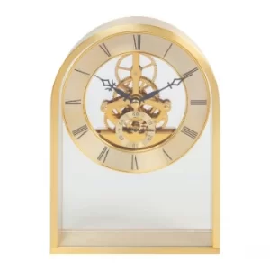 Image of WILLIAM WIDDOP Gold Arched Skeleton Mantel Clock