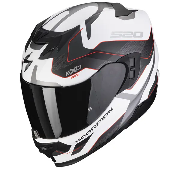 Image of Scorpion Exo-520 Evo Air Elan Matt White-Silver-Red Full Face Helmet 2XL