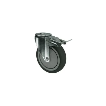 Image of Braked Swivel Bolt Hole 1 25MM Rubber Tyre - Atlas Workholders