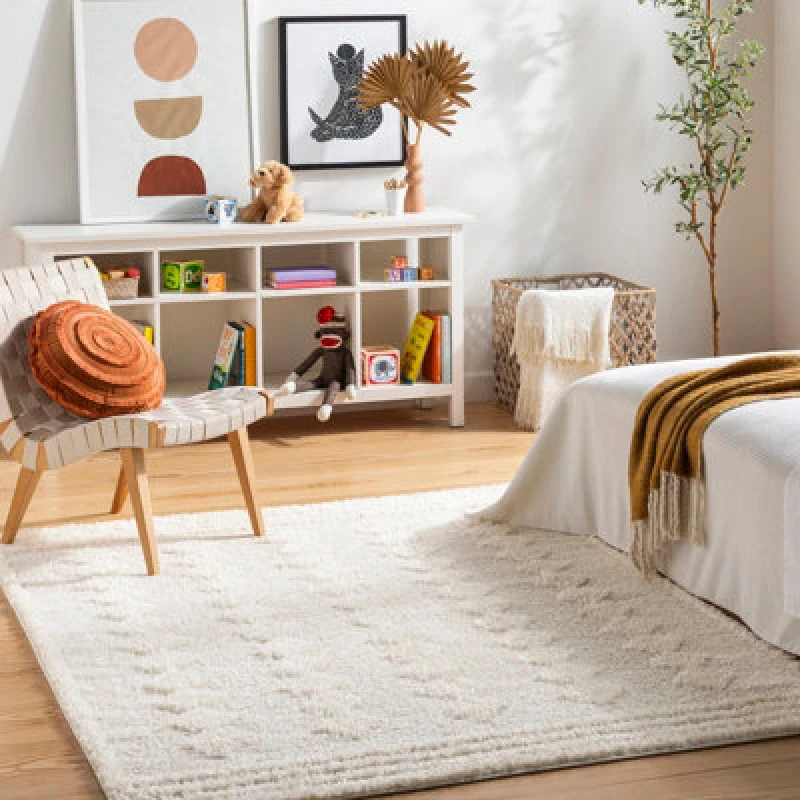 Image of Livabliss Shaggy Modern Plush Pile Light Grey Elaheh Area Rug 160 X 213cm - Easy Care, Non Shedding, Ideal For Living Room & Bedroom