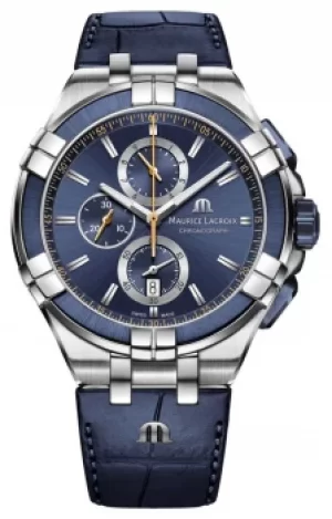 Image of Maurice Lacroix Aikon Chronograph Quartz Blue Leather AI1018 Watch