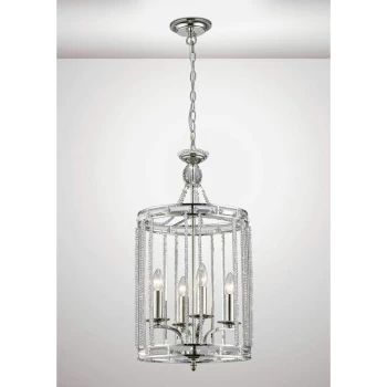 Image of Adina Pendant Light 4 Bulbs E14 Polished Nickel / Crystal