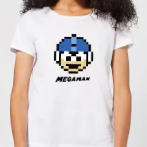 Image of Mega Man Pixel Face Womens T-Shirt - White - L
