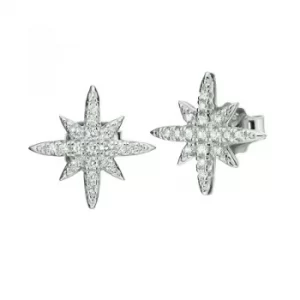 Image of Ladies Folli Follie Sterling Silver Fashionably Silver Snowflake Stud Earrings