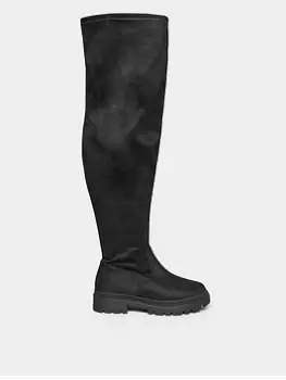 Image of Yours Extra Wide Fit Over The Knee Cleated Boot - Black, Size 8Eee, Women