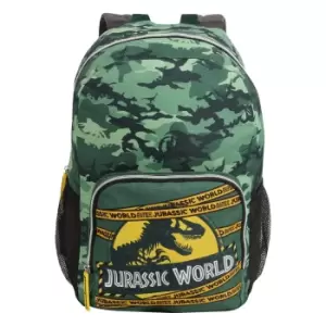 Image of Jurassic World Boys Camo Logo Backpack (One Size) (Forest Green/Yellow)