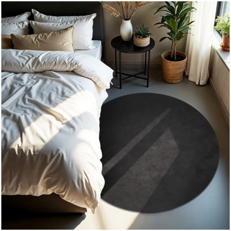 Image of Tectake Rug Zonelle - Short Pile And Ultra-Soft, Rectangular Or Round 120 Cm - Anthracite