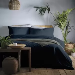 Image of Appletree Cassia 180 Thread Count 100% Cotton Percale Duvet Cover Set, Ink Blue, King