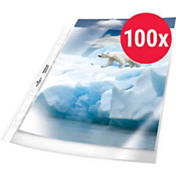 Image of Durable Premium Punched Pockets A4 Orange Peel 80 microns PP (Polypropylene) Up 11 Holes 2683 Pack of 100