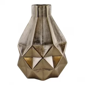 Image of Silver Metal Geometric Design Vase