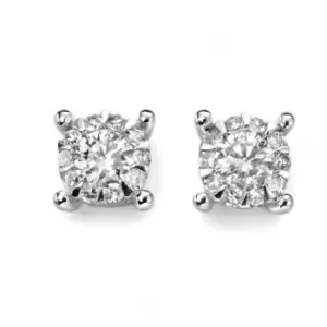 Image of Elements White Gold Diamond Cluster Earrings GE908Z475