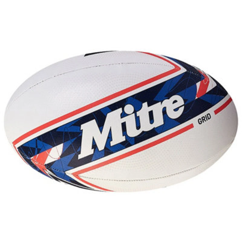 Image of Mitre Grid Training Rugby Ball White/blue/red (5)