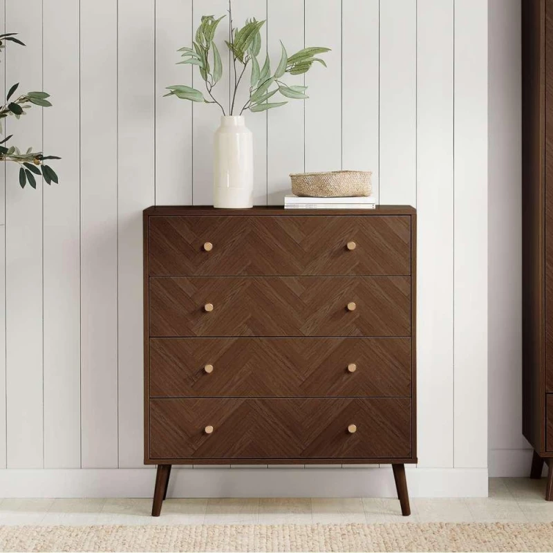 Image of Birlea Herringford Walnut 4 Drawer Chest of Drawers