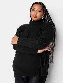 Image of Yours Mixed Rib Jumper Black, Size 30-32, Women