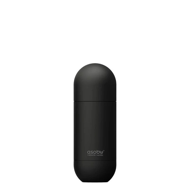 Image of asobu Orb Stainless Steel Insulated Water Bottle Black 400ml Black unisex