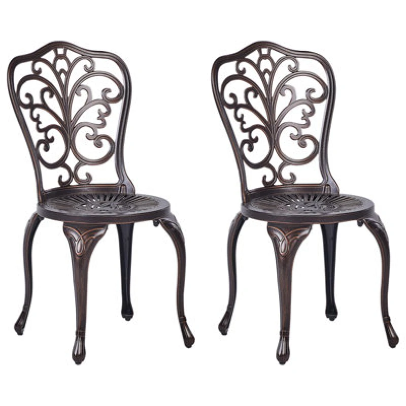 Image of Beliani Set Of 2 Garden Chairs Triora Metal Brown