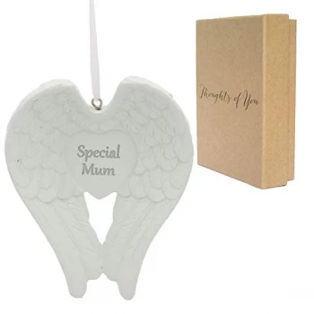 Image of Thoughts of You Hanging Resin Wings Plaque - Mum