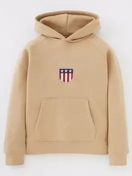 Image of Gant Boys Shield Hoodie - Hazelwood Beige, Hazelwood Beige, Size 13-14 Years
