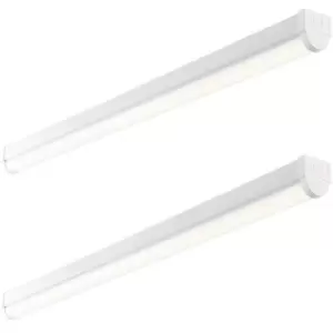 Image of 2 PACK 4ft High Lumen Batten Light - 42.5W Cool White LED - Gloss White & Opal