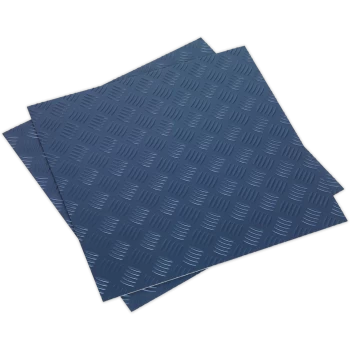 Image of Sealey Treadplate Vinyl Floor Tile Peel and Stick Backing Blue Pack of 16