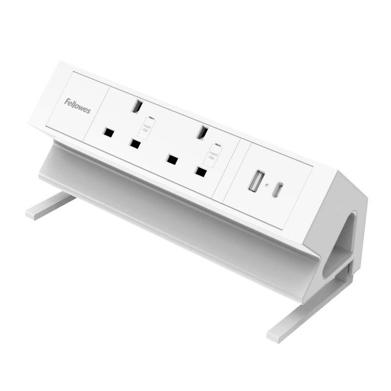 Image of FELLOWES Power Desk 2 Extension Lead with USB 2 m, White 043859806805