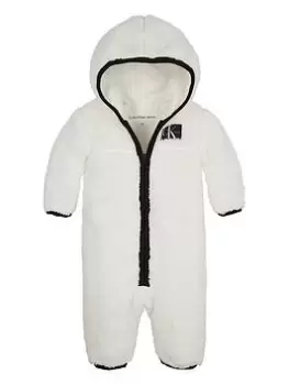 Image of Calvin Klein Jeans Baby Teddy Bodysuit - Ivory, Ivory, Size Age: 0-3 Months