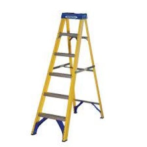 Image of Abru Fibreglass Swingback Step Ladder 6 Tread Yellow 7160618