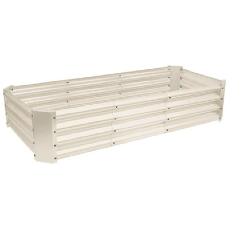 Image of Harbour Housewares Rectangle Galvanised Steel Outdoor Raised Garden Bed Planter Large - 180Cm X 90Cm - Ivory