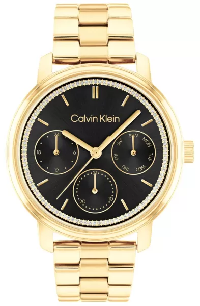 Image of Calvin Klein 25200177 Minimalistic Multi Black Dial Gold Watch