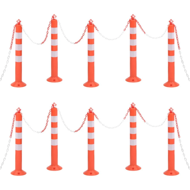 Image of VIDAXL Vidaxl - Traffic Control Bollards 10 pcs with Chain 75cm pe 8720286365304