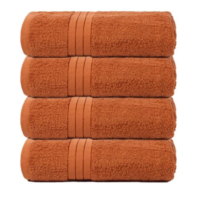 Image of OHS OHS 4 Pack of 100% Cotton Bathroom Bath Towel in Burnt Orange Burnt Orange Bath Towel Unisex 5027434202584