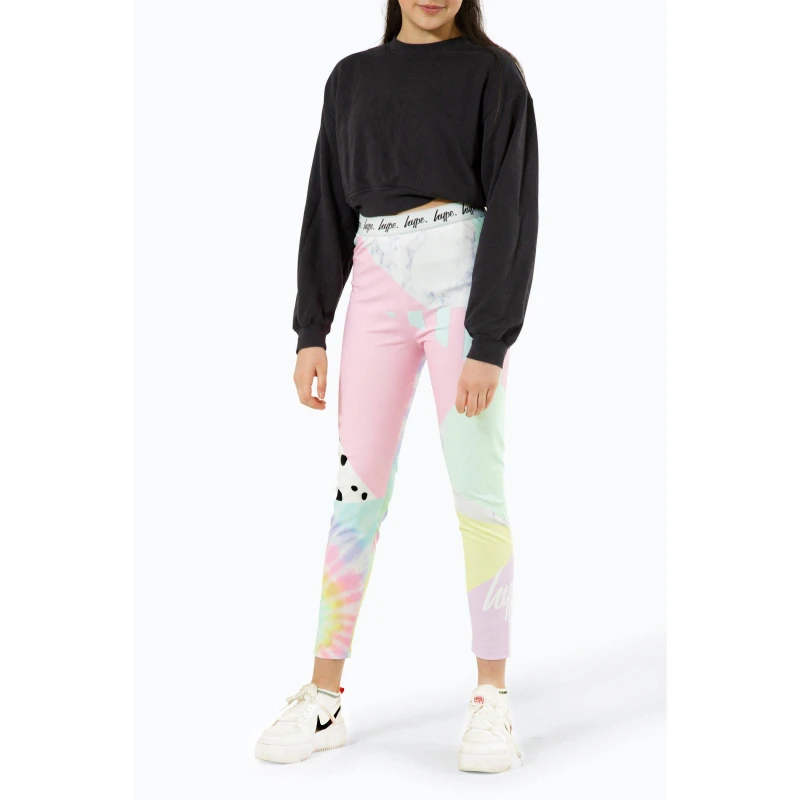 Image of Hype Multi Pastel Collage Leggings Multi female