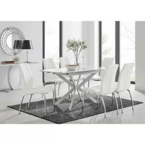 Image of Furniture Box LIRA 120 Extending Dining Table and 6 White Isco Chairs
