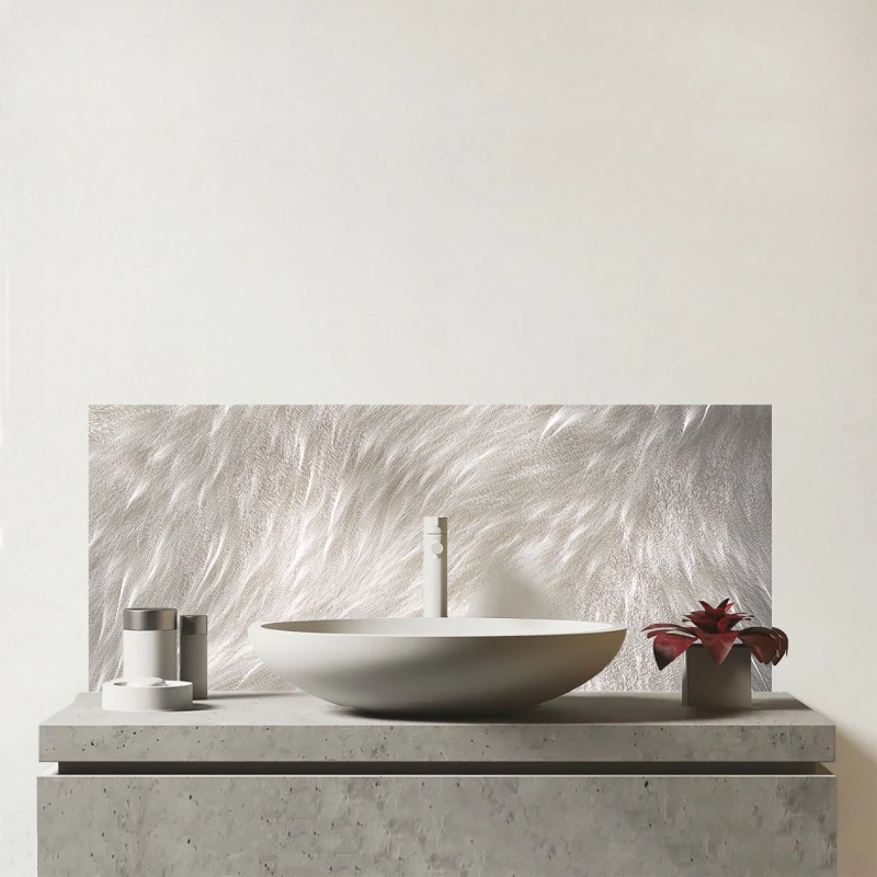 Image of Warren Reed - Designer Polar Bear Fur Print Glass Bathroom Splashback in White White Unisex