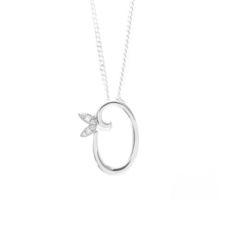 Image of Say It With Winged Diamond Initial Necklace - Sterling Silver - O/18" Size: 18" Silver Unisex 18"
