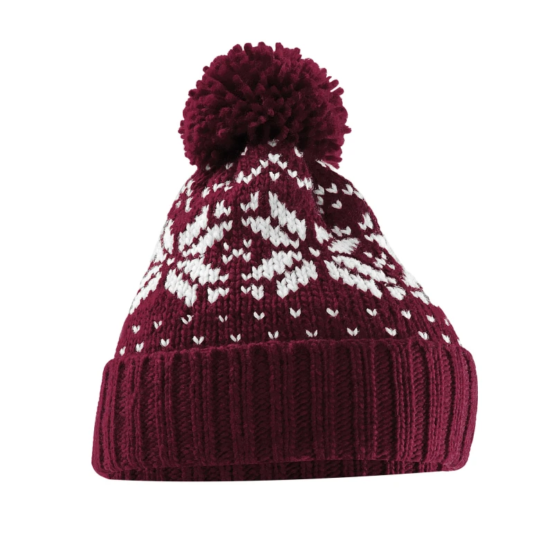 Image of Beechfield Beechfield Fair Isle Snowstar Beanie in Burgundy Burgundy One Size Unisex 5063527288400