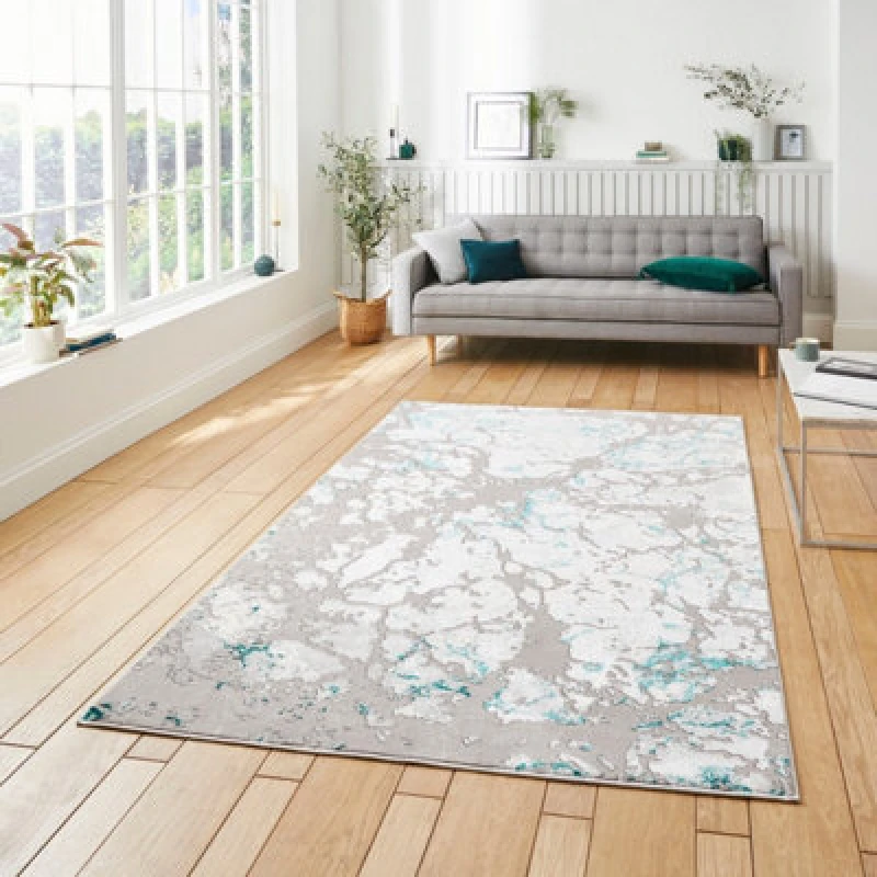 Image of Apollo Swirl Washable Rug Green