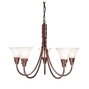 Image of 5 Light Multi Arm Chandelier Copper Finish, E14