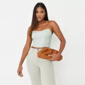 Image of Missguided Bandeau Corset Faux Leather - Green