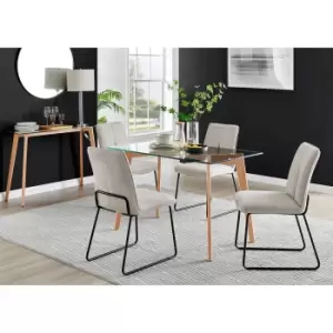 Image of Furniture Box Malmo Glass and Wooden Leg Dining Table & 4 Taupe Halle Chairs