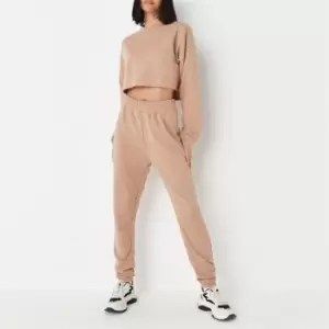 Image of Missguided Tall Crop Sweatshirt And Joggers Co Ord Set - Neutral