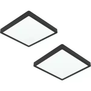 Image of 2 PACK Wall / Ceiling Light Black 285mm Square Surface Mounted 20W LED 4000K
