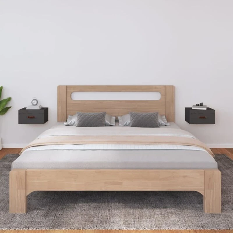 Image of Vidaxl Wall-mounted Bedside Cabinets 2 Pcs Grey 40X29.5X22 Cm, Grey 820991