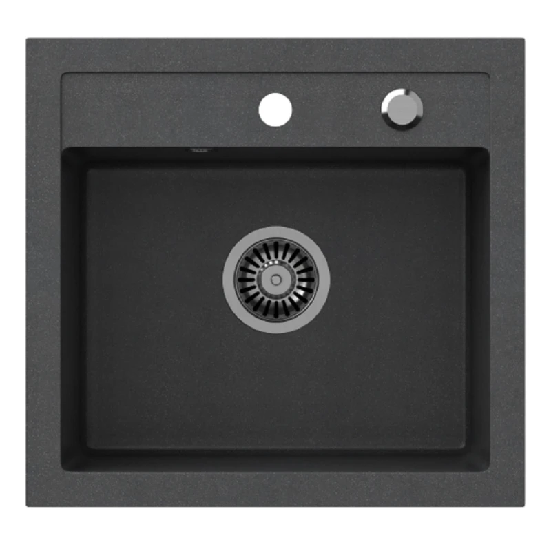 Image of Single Bowl Speckled Black Undermount Granite Composite Utility Sink - De Santii JOHNNY110BD Black