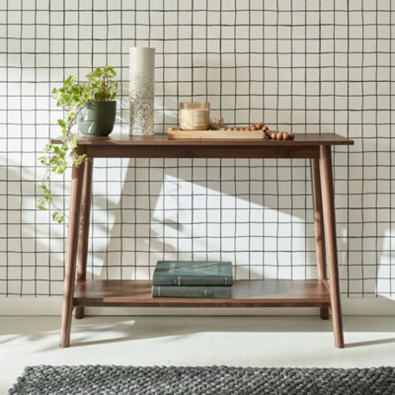 Image of sweeek 110cm Console Table With Walnut Wood Effect Brown