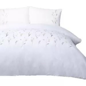 Image of Belledorm Imogen Duvet Cover Set (Double) (White/Saffron) - White/Saffron