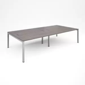 Image of Connex double back to back desks 3200mm x 1600mm - silver frame and grey oak top