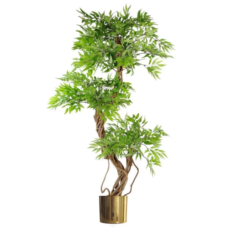 Image of Leaf 140cm Realistic Artificial Japanese Ficus Tree - Green Gold, Premium Quality
