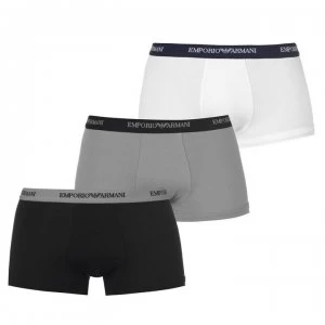 Image of Emporio Armani 3 Pack Stretch Cotton Trunks Black/Grey/White Size L Men